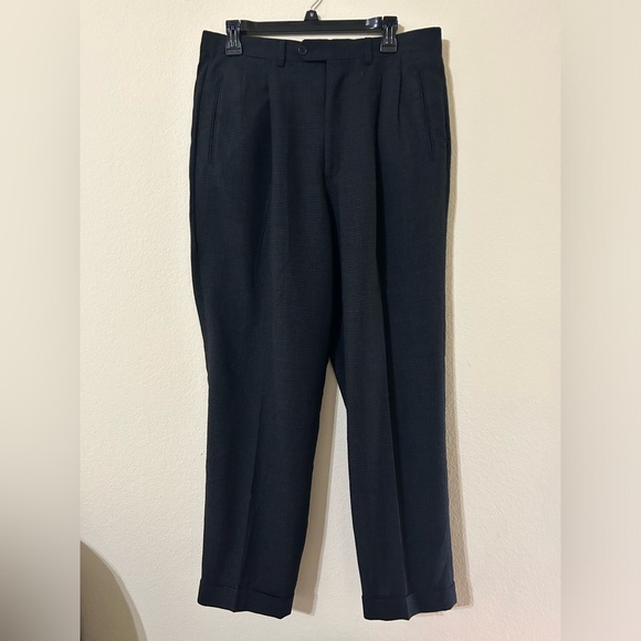 MANI Giorgio Armani Classic Black Gray Men's Pants Size 40 Regular Virgin Wool - Picture 1 of 7